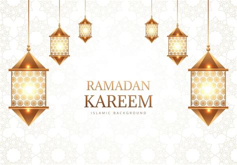 Ramadan Kareem Decorative Arabic Lamps On White Pattern 1045642 Vector