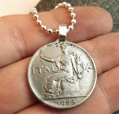 Italy Necklace Antique Italian COIN Necklace Pendant Lady