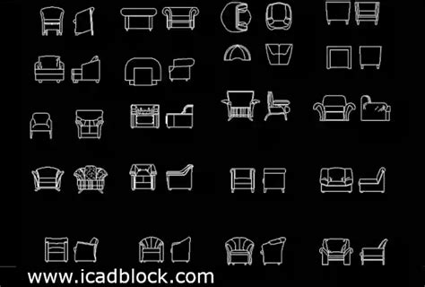 Armchair Cad Block Collection In Dwg Autocad Icadblock