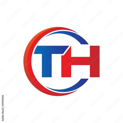 Th Logo Vector Modern Initial Swoosh Circle Blue And Red Stock Vector