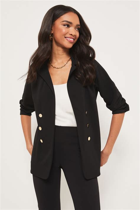 Buy Lipsy Black Jersey Regular Military Tailored Button Blazer From The