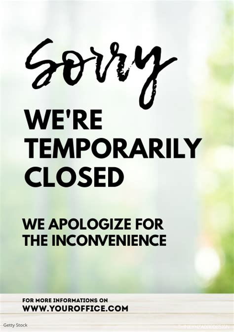 Copy Of Sorry Were Temporarily Closed Flyer Poster Postermywall