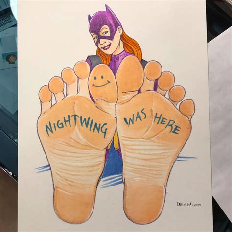 Nightwing Was Here Batgirl Barefoot Original Art By Dennis A Etsy