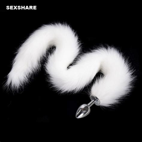 Buy 85cm Long White Faux Fox Tail Fetish Adult Sex