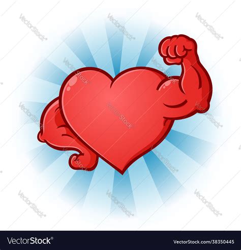 Heart Flexing Muscles Cartoon Character Royalty Free Vector