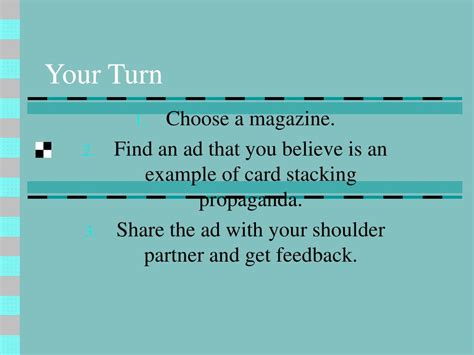 Students may provide examples from their own experiences. PPT - Card Stacking Propaganda PowerPoint Presentation, free download - ID:3131159