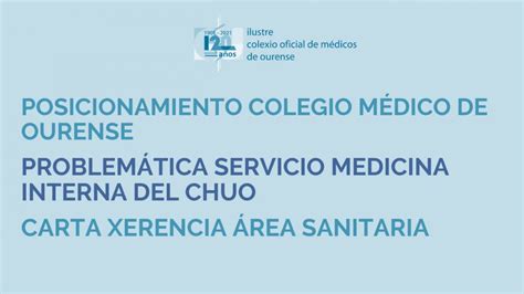 Posicionamiento Colegio Médico De Ourense Problemática Servicio