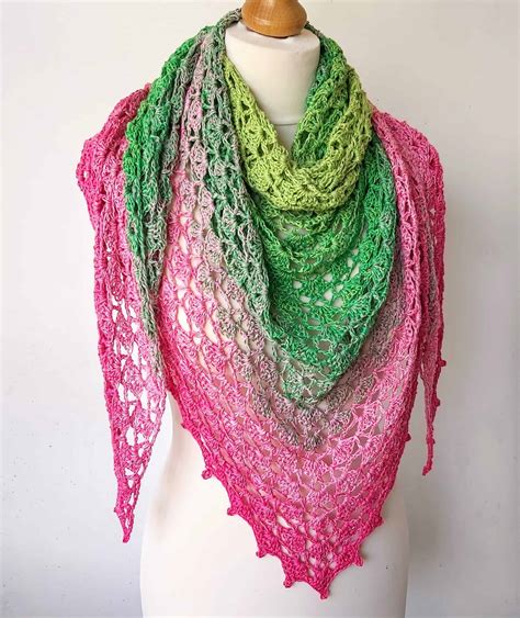 Crochet Triangle Shawl With Shells Free Pattern Fragrant Shawl