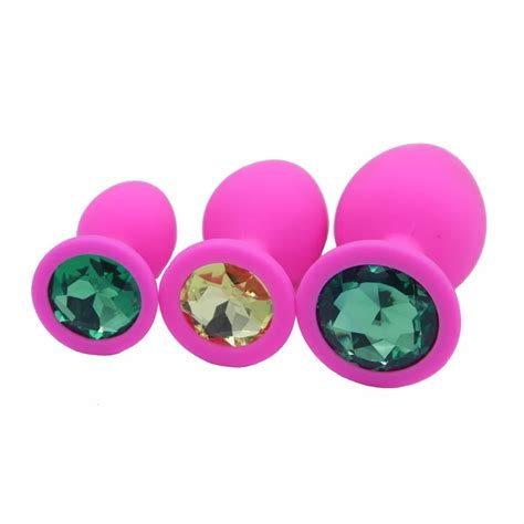 3 Pcs 3 Size Silicone Butt Plug Silicone Anal Sex Toys For Woman Jeweled O71127 In Anal Sex Toys