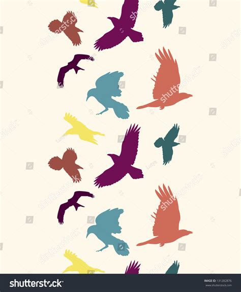 Eps 10 Vector File Colourful Birds Silhouettes Vertical Seamless