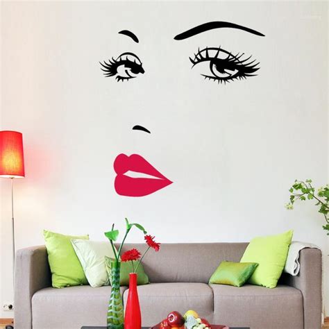 Diy Beautiful Face Eyes And Lips Wall Art Sticker 8469 Painting Room