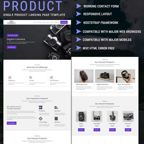 Product Single Product Html Landing Page Template Pennyblack Templates