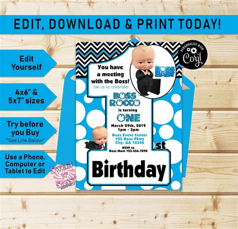 Boss Baby Party Invitations With Regard To Birthday Ideas Birthday