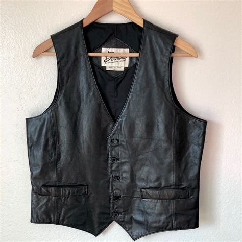 Men’s Vintage 70s Black Leather Vest New In The Shop Leather Blackleather Leathervest