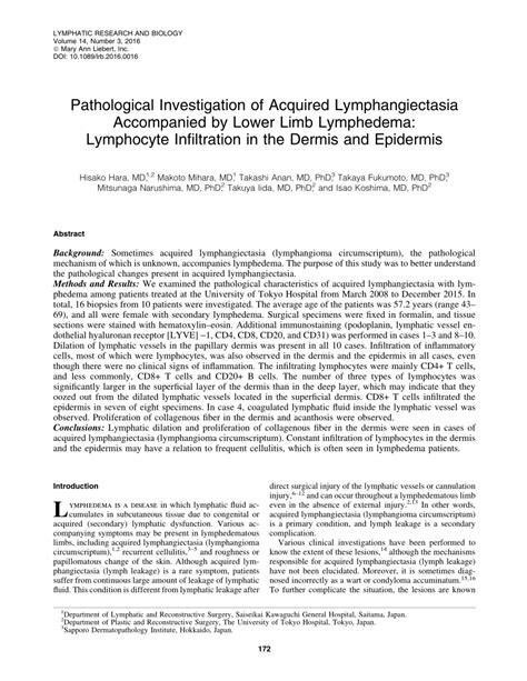 Pdf Pathological Investigation Of Acquired Lymphangiectasia