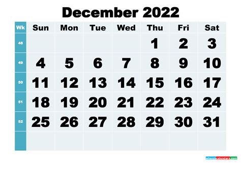 December 2022 Calendar Printable Word Get Calendar 2022 Update