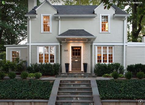 A good exterior paint scheme has 3 colors. annapolis gray exterior | Exterior house color - light/warm grey BM Annapolis Grey and… | House ...