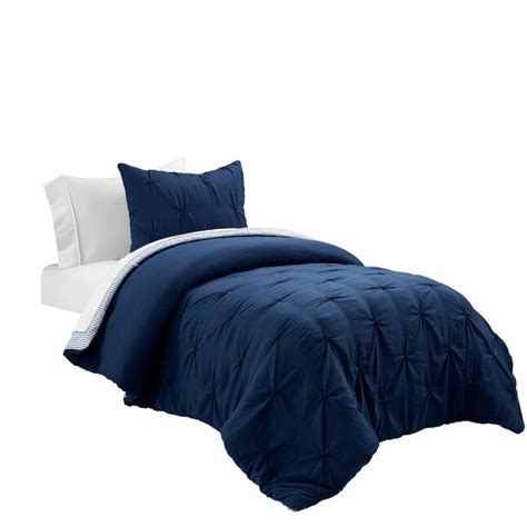 Lush Decor Navy Solid Twin Extra Long Comforter Polyester With