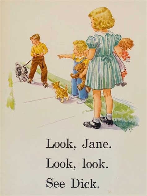 Jane Dick Sally Spot And Puff From Dick And Jane Books Poster Etsy