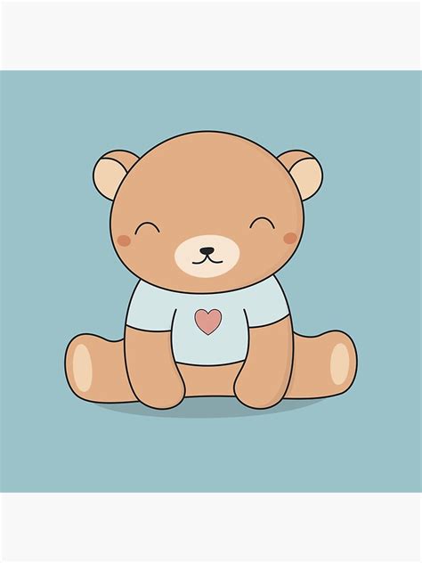 Kawaii Cute Teddy Brown Bear Art Print By Wordsberry Redbubble