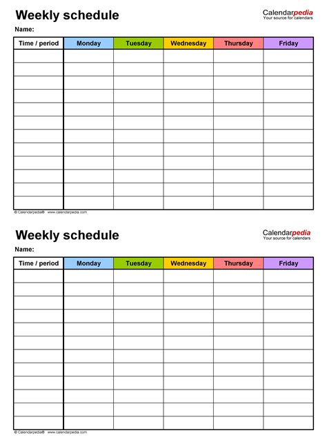 Free Weekly Schedule Template Excel