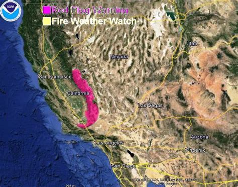 Red Flag Warning Sierra Nevada Wildfire Today