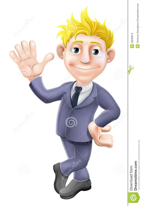 Man In Suit Waving Cartoon Stock Vector Illustration Of Office 29930814