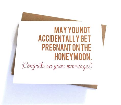 May You Not Get Pregnant On The Honeymoon Funny Wedding Card Etsy