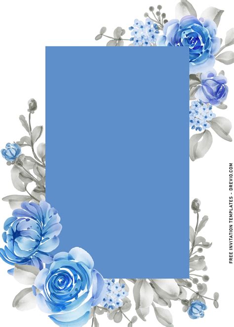 Royal Blue Roses Wedding Invitation Templates Floral Cards Design