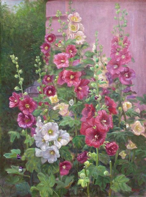 Pin By Melpo Siouti On Hollyhock Cottage Flower Art Painting Floral