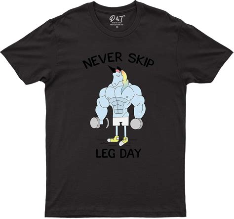 Never Skip Leg Day Mens T Shirt Fantasy Unicorn Funny Bodybuilding Tee