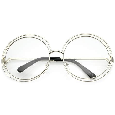 sunglass la sunglassla women s oversize wire frame clear lens round eyeglasses 62mm 62mm