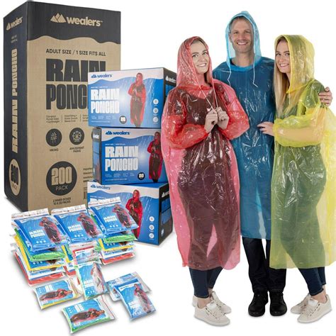 Bulk Emergency Disposable Rain Ponchos With Sleeves And Hood String