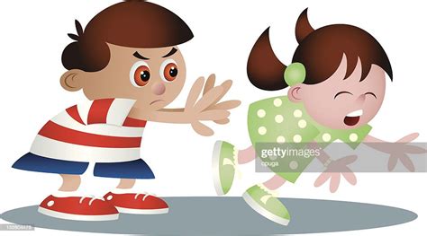 Bully Pushing Cartoon High Res Vector Graphic Getty Images
