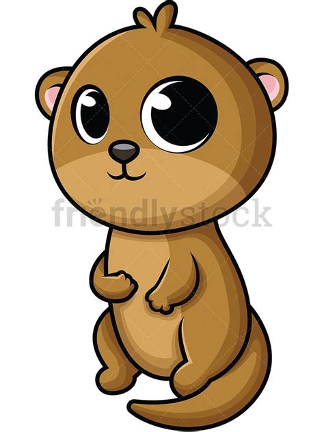Cute Baby Otter Baby Otters Otter Cartoon Baby Illustration
