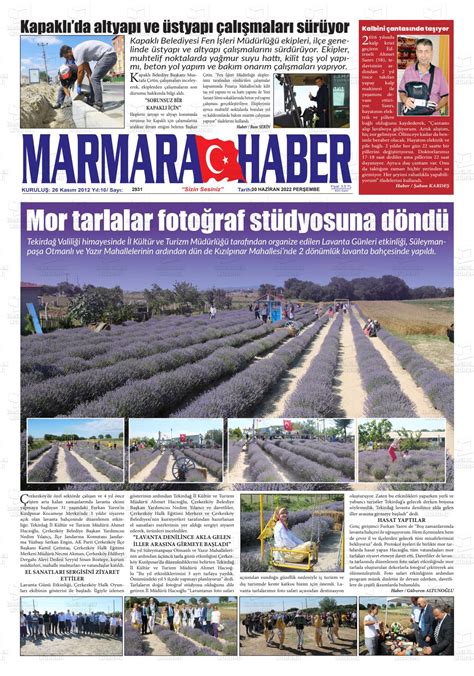 01 Temmuz 2022 tarihli Marmara Haber Gazete Manşetleri