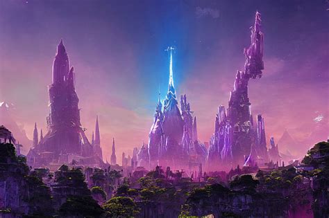 The Violet Citadel In Dalarian City Rising Above A Lush Digital Artwork