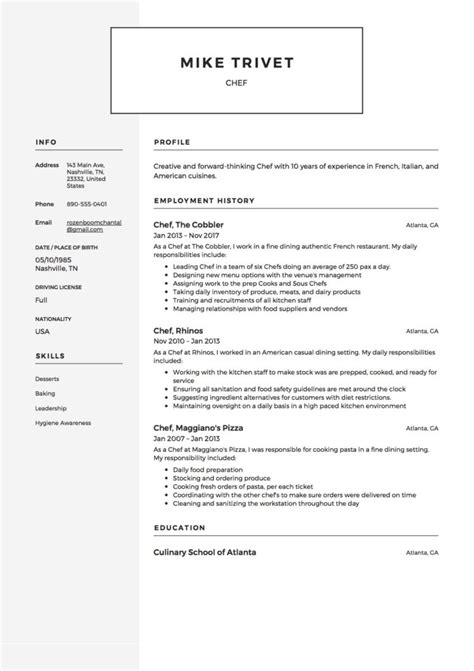 Full Guide Chef Resume 12 Samples Pdf And Word 2019