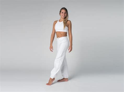 Pantalon De Yoga Param Coton Bio Et Lycra Blanc Fin De Serie