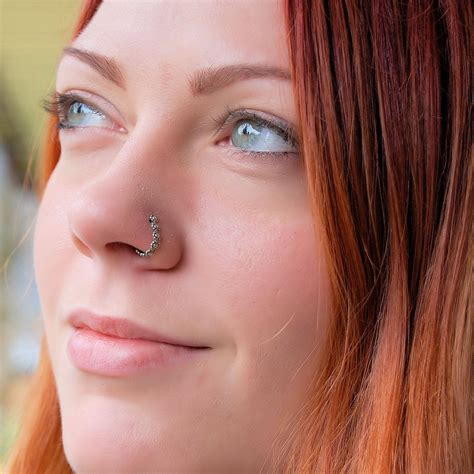 unique nose ring in silver snug fit custom sizing choose etsy