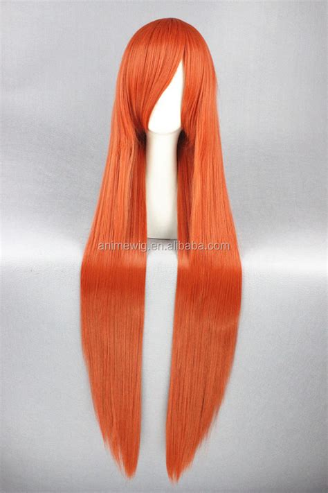 High Quality 100cm Long Orange Cosplay Hair Wig Bleach Synthetic Anime