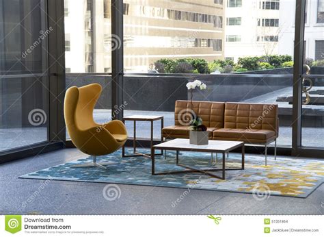 Modern Office Building Lobby Furniture Stock Photo Image