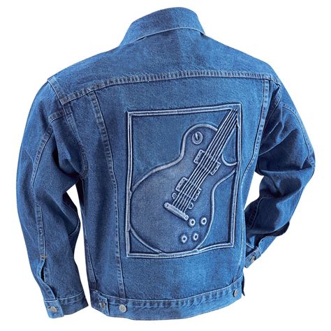 Embroidered Rock N Roll Electric Guitar Blue Denim Jacket Collections