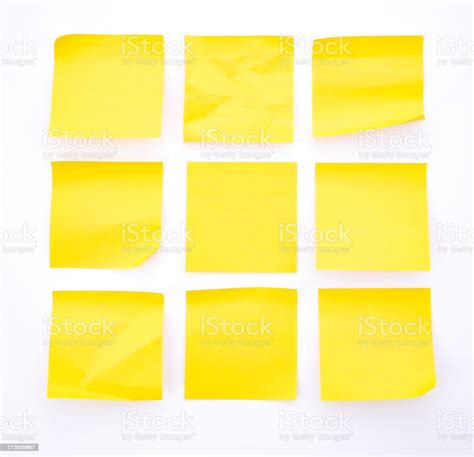 Yellow Sticky Notes Place Symmetrically Stock Photo Download Image