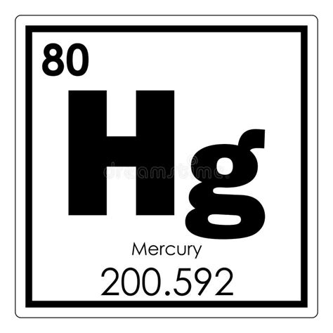 Mercury Hg Chemical Element Of Periodic Table Isolated On White