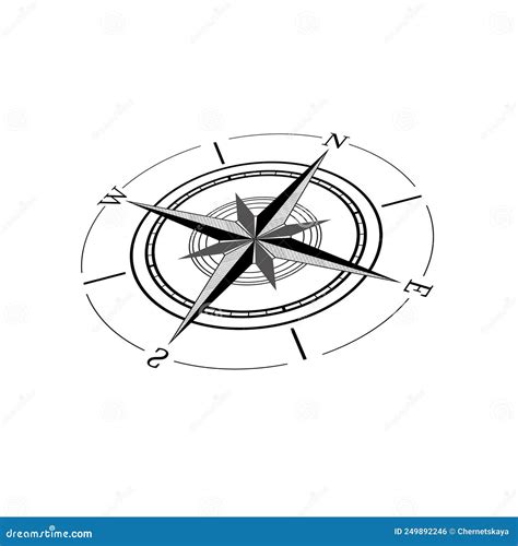 Compass Rose With Four Cardinal Directions North East South West