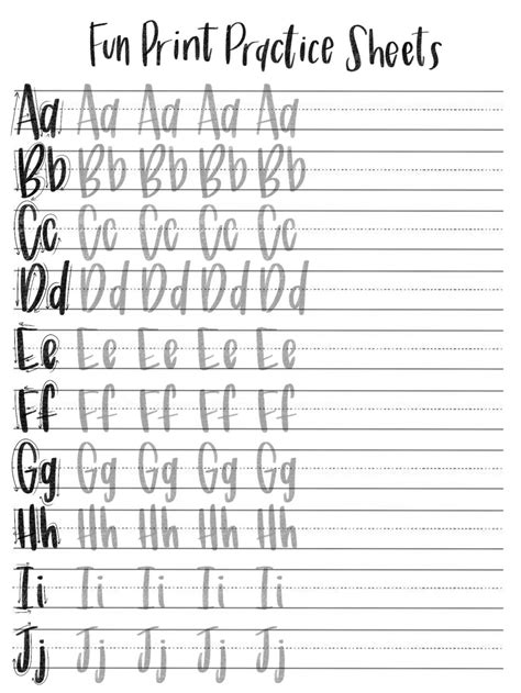 Printable Hand Lettering Worksheets