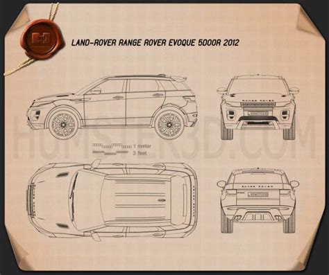 Range Rover Evoque 2012 5 Door Blueprint Hum3d