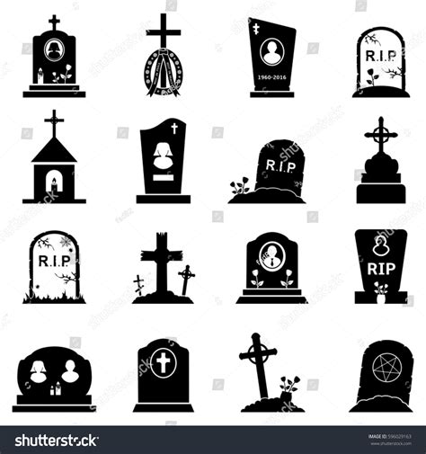 Abstract Vector Set Gravestones Tombstones Icons Stock Vector Royalty