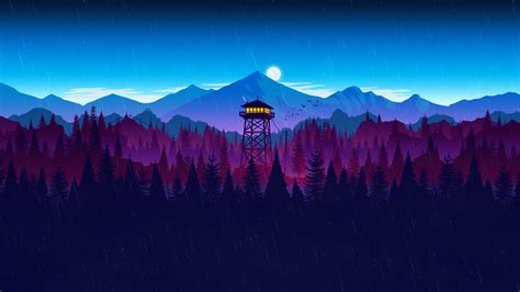 4k Firewatch Purple Forest Silhouette